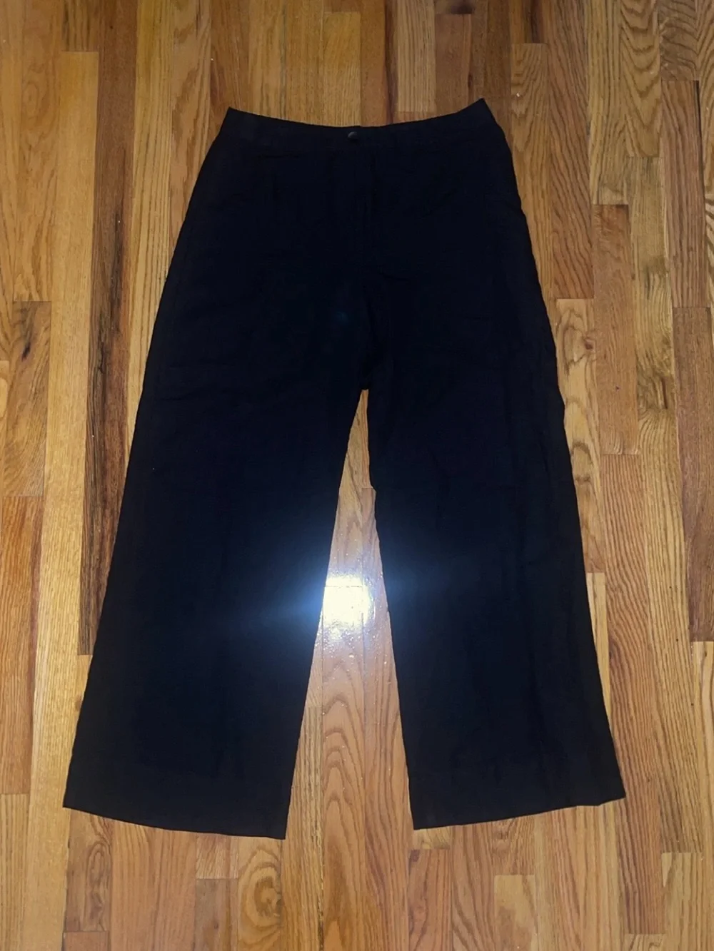Black Wide Leg Linen Blend Pants